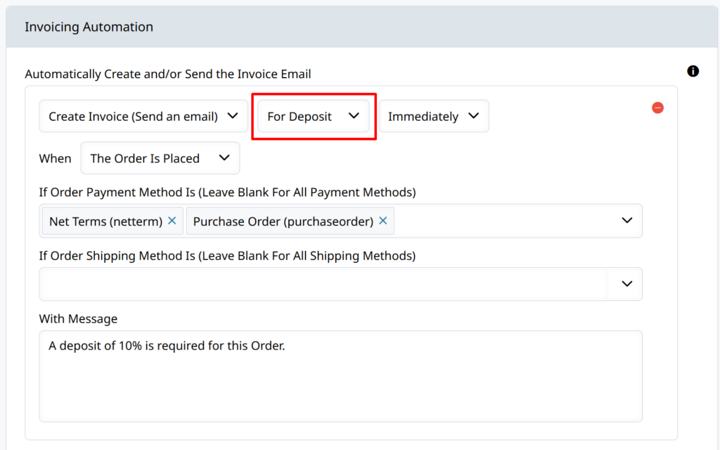 Invoice Automation for deposits